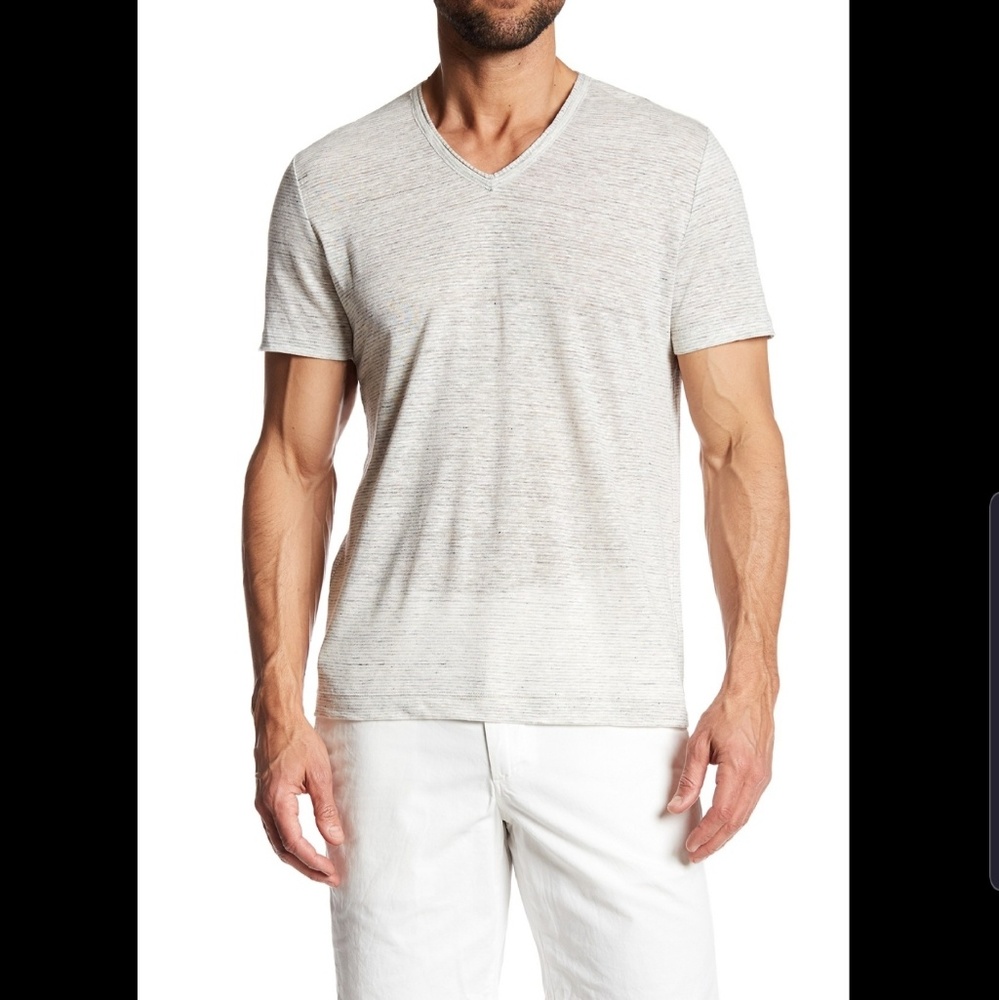 Vince stripe linen v neck T-shirt